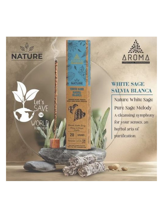 Räucherstäbchen mit Bio-Weißsalbei-Aroma aus der Natur.
