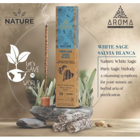 Räucherstäbchen mit Bio-Weißsalbei-Aroma aus der Natur.
