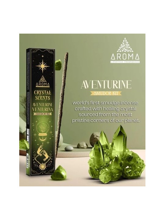 Aroma-Räucherstäbchen mit Mineralien, Aventurin-Kristall.