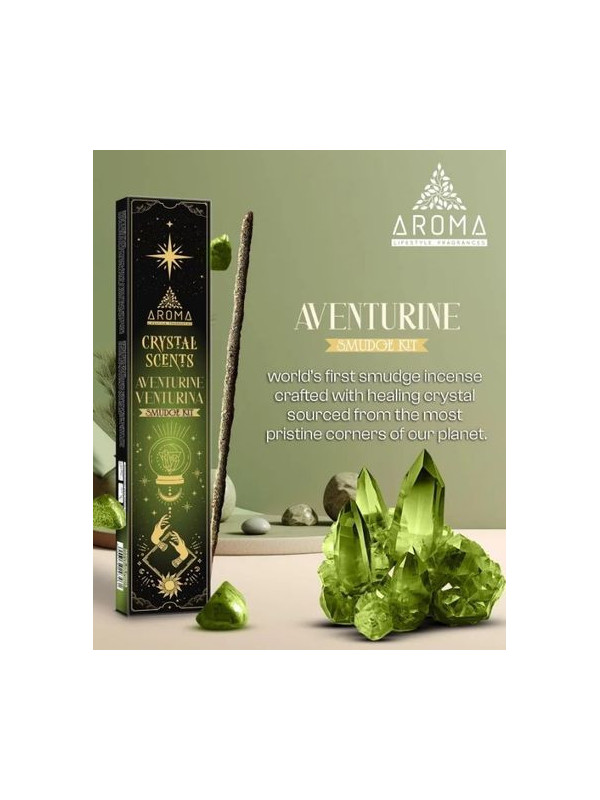 Aroma-Räucherstäbchen mit Mineralien, Aventurin-Kristall.