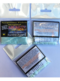 Ochun-Pulver mit Anweisungen und Gebeten. Krawatte