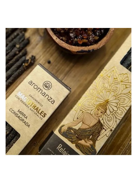Geweihter Myrrhe-Meister-Räucherstäbchen. Aromanza.