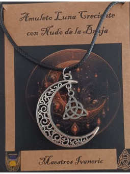 Halbmond-Amulett mit Hexenknoten.