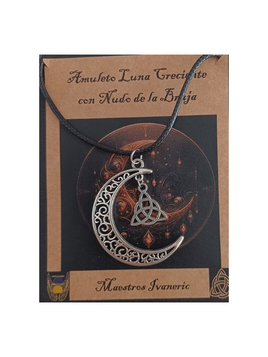 Halbmond-Amulett mit Hexenknoten.