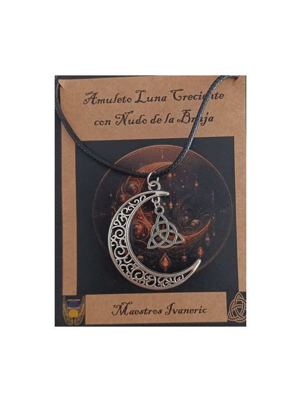 Halbmond-Amulett mit Hexenknoten.