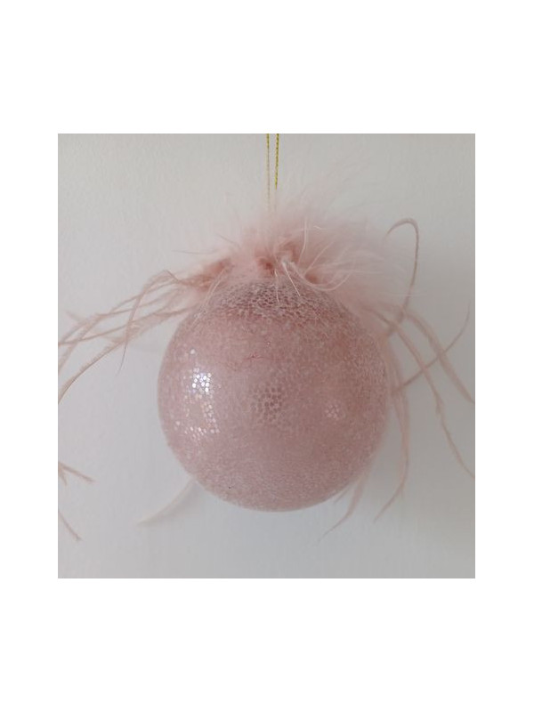 Rosa Feder-Weihnachtskugel.