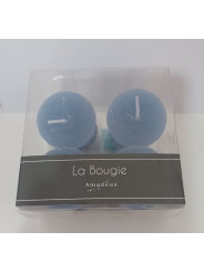 Packung mit 4 blauen Becherkerzen. 4x3cm.