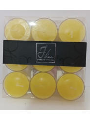 Packung mit 9 gelben Teelichtkerzen.4cm.