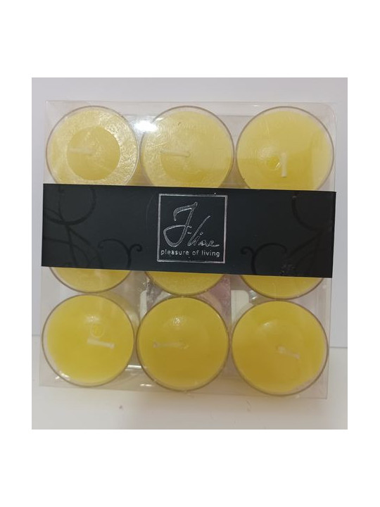 Packung mit 9 gelben Teelichtkerzen.4cm.