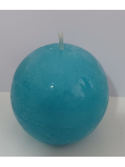 Mittelgroße hellblaue Kugelkerze 7 cm.