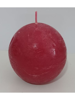 Kleine fuchsiafarbene Kugelkerze 6 cm.