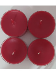 Packung mit 4 großen roten Teelichtkerzen. 5,5 cm