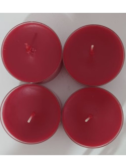 Packung mit 4 großen roten Teelichtkerzen. 5,5 cm