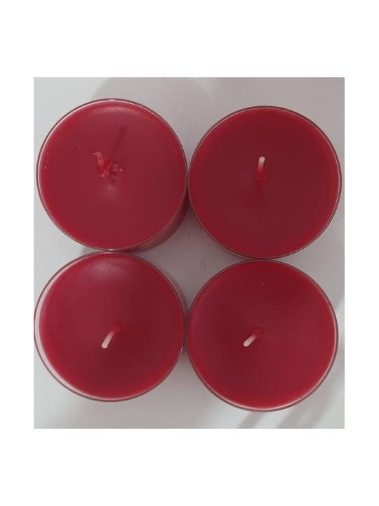 Packung mit 4 großen roten Teelichtkerzen. 5,5 cm