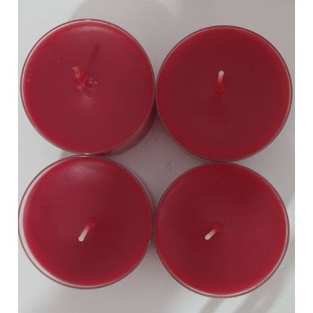 Packung mit 4 großen roten Teelichtkerzen. 5,5 cm