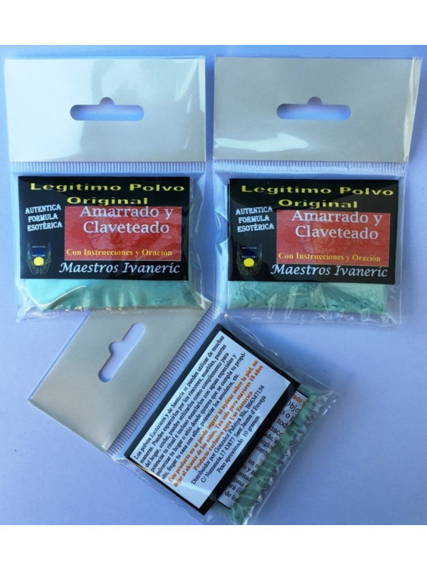 Gebundenes und genageltes Pulver, mit Anleitung und Gebet