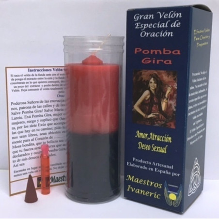 Kerze. Spezielles Ermächtigte  mit Pomba Gira Gebet. LiebeKerze.