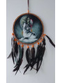 Handbemalter indianischer Traumfänger mit Wolf, ca. 26x54.