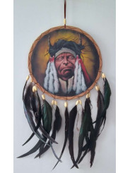 Handgemalter Traumfänger Indianerhäuptling. 26x54 ungefähr.