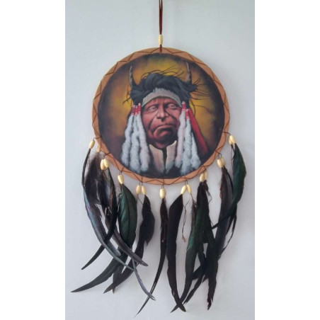 Handgemalter Traumfänger Indianerhäuptling. 26x54 ungefähr.