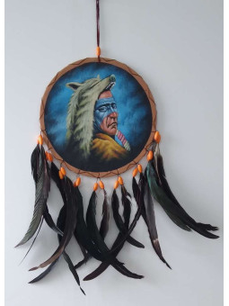 Handbemalte Traumfänger indische blaue Maske. 26x54 ca.