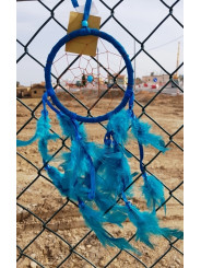 Traumfänger Blau, mit Federn 35cm