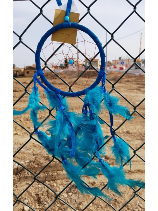 Traumfänger Blau, mit Federn 35cm