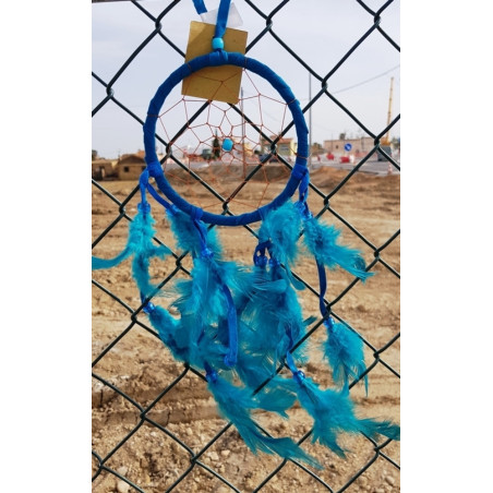 Traumfänger Blau, mit Federn 35cm