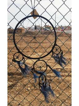 Traumfänger Schwarz, mit Federn 65cm