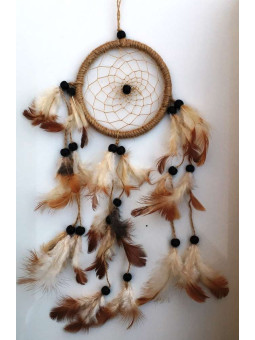 Brauner Traumfänger mit Federn 50cm