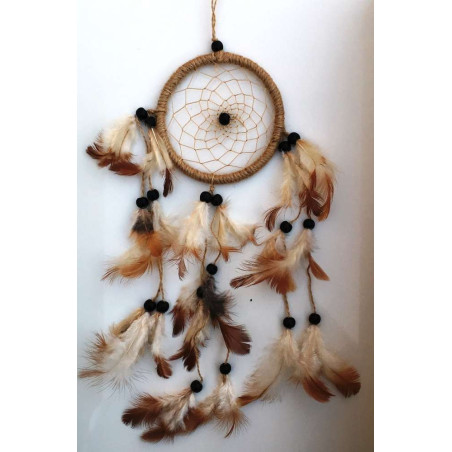 Brauner Traumfänger mit Federn 50cm