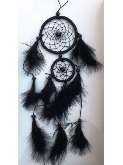 Schwarzer Traumfänger mit Federn 50cm