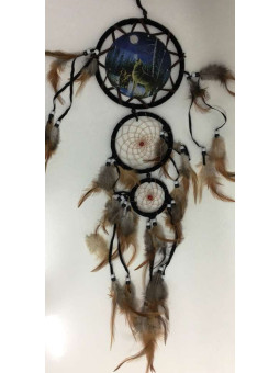 Bergwolf Traumfänger mit Federn 80cm