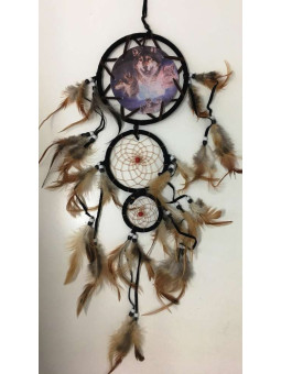 Wolf Moon Gefiederter Traumfänger 80cm