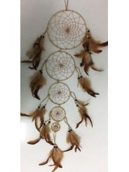 Brauner Traumfänger mit Federn 100cm