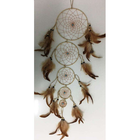 Brauner Traumfänger mit Federn 100cm