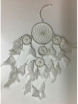 Weißer Traumfänger mit Federn 52cm