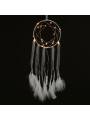 Weißer Traumfänger mit Stoffstreifen und Led-Licht. Durchmesser 15 cm