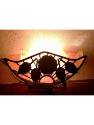 Schmiedeeiserne Lampe mit Himalaya-Salzbrocken. 30 X 10cm