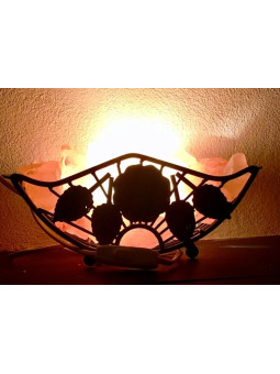 Schmiedeeiserne Lampe mit Himalaya-Salzbrocken. 30 X 10cm