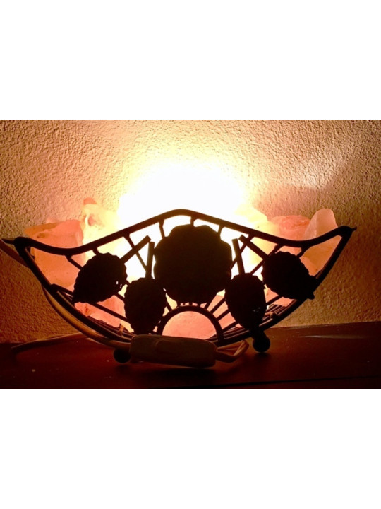 Schmiedeeiserne Lampe mit Himalaya-Salzbrocken. 30 X 10cm
