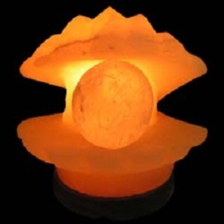 Handgemachte Salzlampe in Muschelform mit Perle, von 2 bis 4 kg