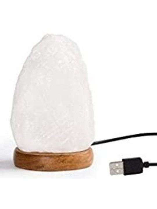 Natürliche Himalaya-Salzlampe Weiß USB, 14 cm, 600 bis 900 Gramm