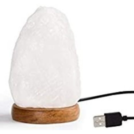 Natürliche Himalaya-Salzlampe Weiß USB, 14 cm, 600 bis 900 Gramm
