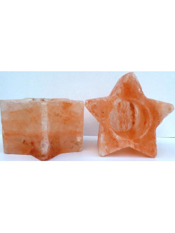 Natürlicher Himalayasalz-Kerzenhalter. Stern.