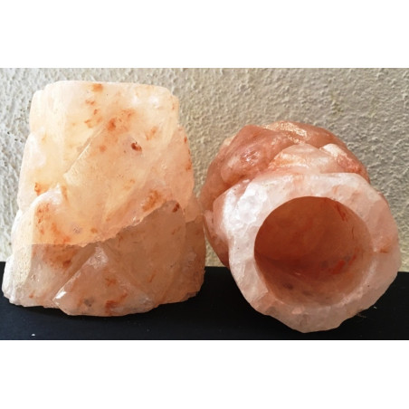 Natürlicher Himalaya-Salz-Kerzenständer. Datil Form.