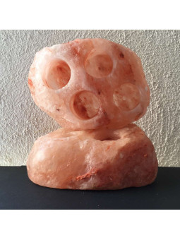 Natürlicher Himalaya-Salz-Kerzenständer. Rechteckig 4 Löcher