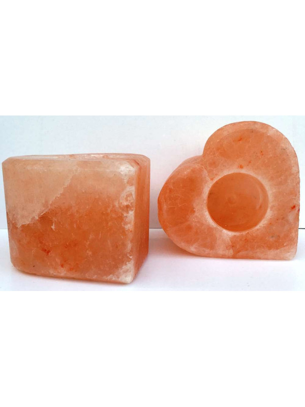 Natürlicher Himalayasalz-Kerzenhalter. Herz.