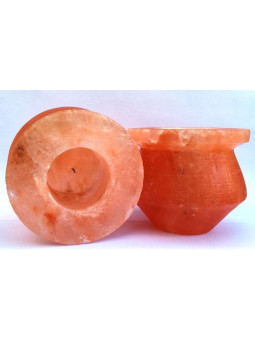 Natürlicher Himalaya-Salz-Kerzenständer. Topf Form.