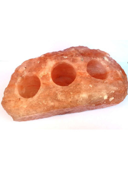 Natürlicher Himalaya-Salz-Kerzenständer. Rechteckig 3 Löcher.